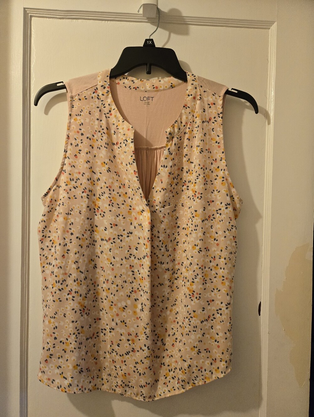 LOFT Pink Confetti Print Sleeveless Shell